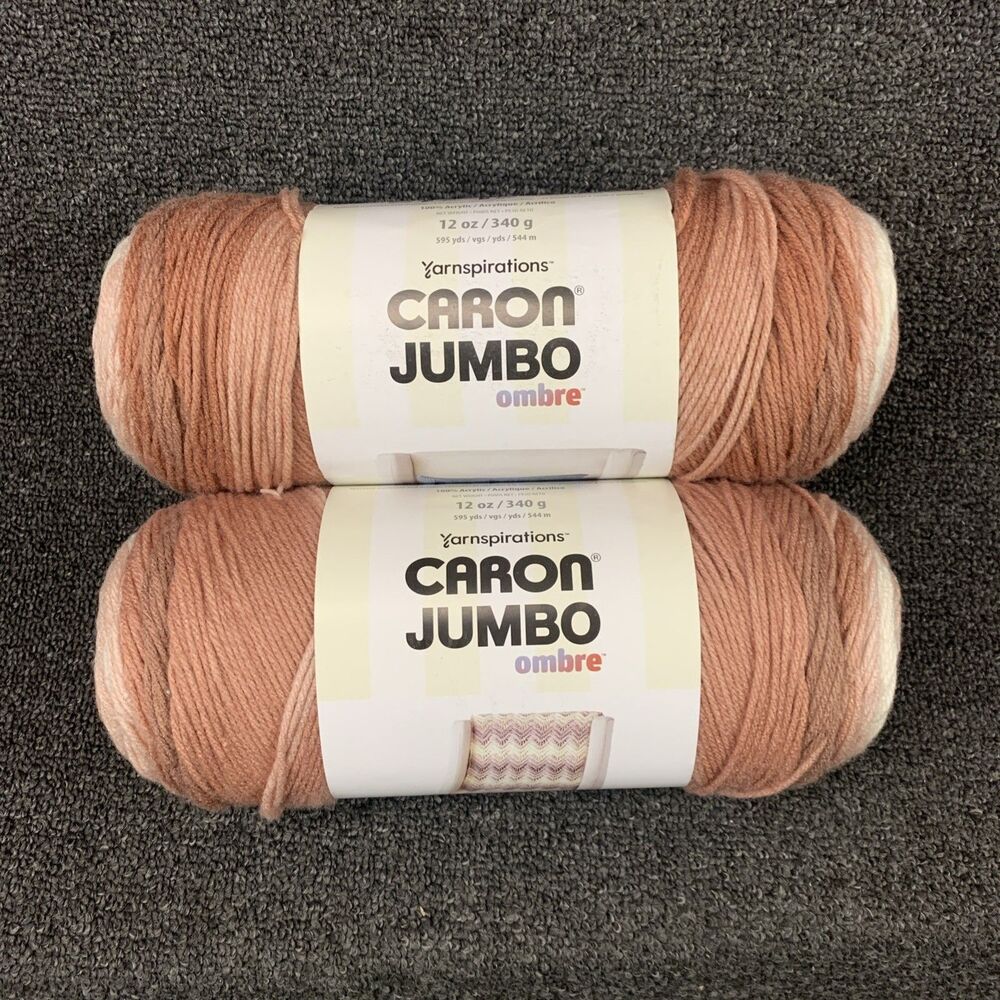 Lot Of 2 Caron Jumbo Ombre Yarn Sepia 12oz #4 Worsted Acrylic
